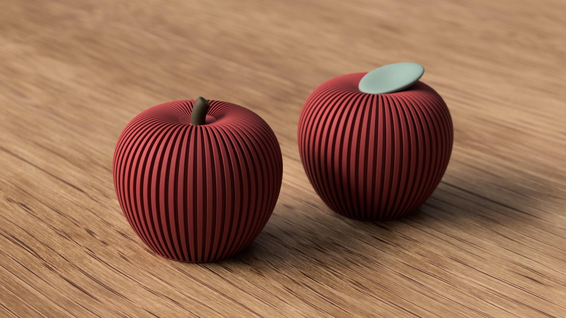 Ribbed Apple Tealight Holder | Autumn LED Candle Lantern | Minimalist Fall Decor | Stem or Leaf
